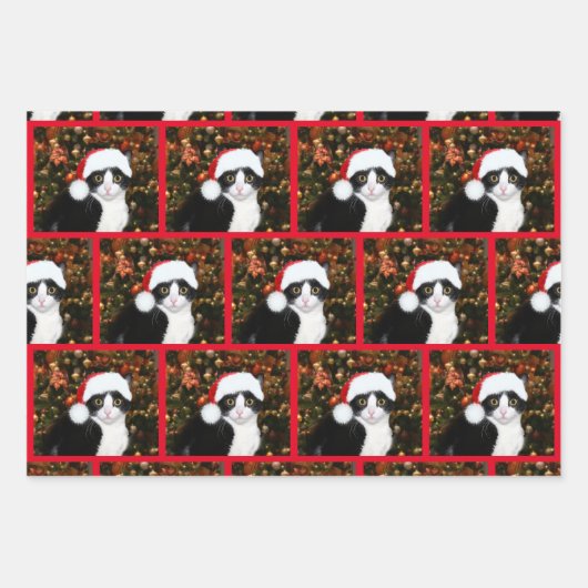 Tuxedo met kerstmis inpakpapier vel (Voorkant)