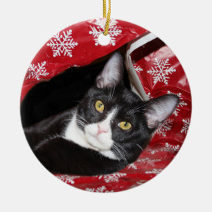 Tuxedo met kerstmis keramisch ornament
