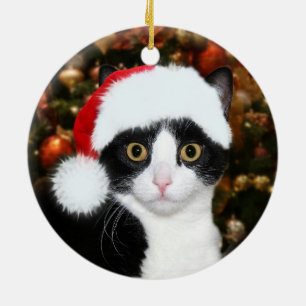 Tuxedo met kerstmis keramisch ornament