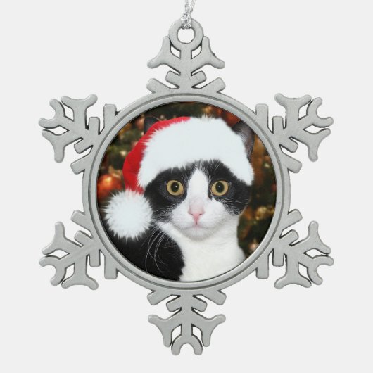 Tuxedo met kerstmis tin sneeuwvlok ornament (Voorkant)