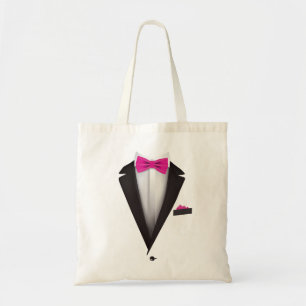 Tuxedo met roze Bowtie voor bruiloften Tote Bag