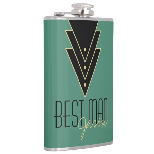 Tuxedo Modern Art Deco Best Man Heupfles (Rechts)