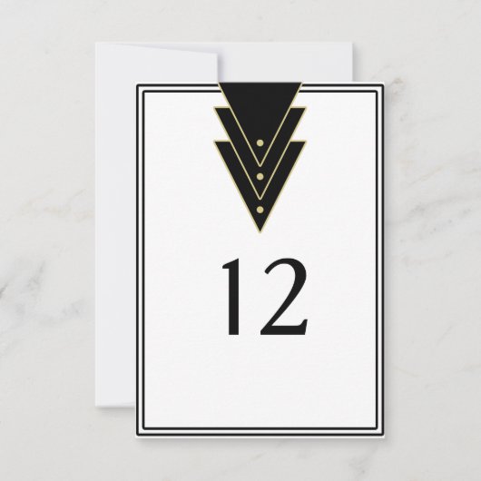 Tuxedo Modern Art Deco Table Number Kaart (Voorkant)