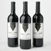 Tuxedo Modern Art Deco Wedding Wijn Etiket (Flessen)