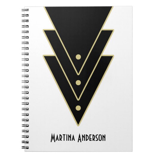 Tuxedo moderne art deco gepersonaliseerd notitieboek (Voorkant)