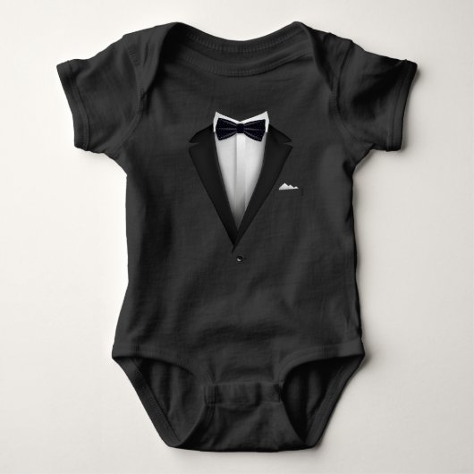Tuxedo-ontwerp met blauwe Bowtie voor bruiloften e Romper (Voorkant)