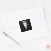 Tuxedo ontwerp met Bowtie voor bruiloften en Vierkante Sticker (Envelop)