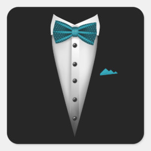 Tuxedo ontwerp met vlinderdas voor huwelijken en vierkante sticker