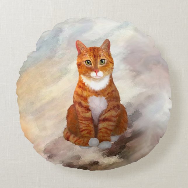 Tuxedo Oranje tablet Rond Kussen (Voorkant)