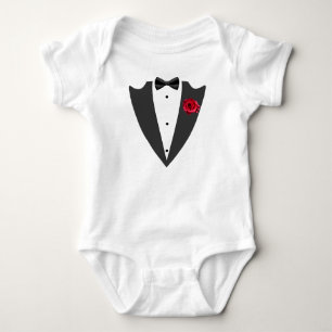 Tuxedo-pak en boeg-stropdas zwart-wit T-shirt