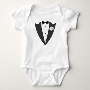 Tuxedo-pak en boeg-stropdas zwart-wit T-shirt