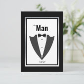 Tuxedo-pak en stropdas voor boog, zwart-wit bedankkaart (Staand voorkant)