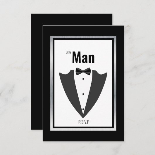 Tuxedo-pak en stropdas voor boog, zwart-wit bedankkaart (Voorkant / Achterkant)