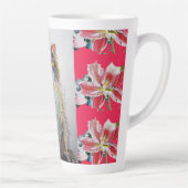 Tuxedo Peint à la main Chat floral rouge latte Mug (Droite)