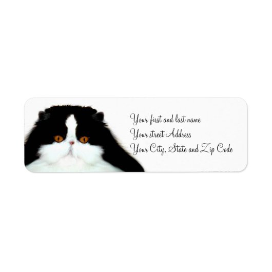 Tuxedo persiaanse kat etiket (Voorkant)