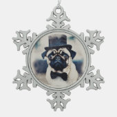  Tuxedo Pug Tin Sneeuwvlok Ornament (Voorkant)