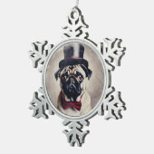 Tuxedo Pug Tin Sneeuwvlok Ornament (Rechts)