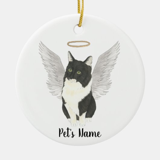 Tuxedo Ragamuffin Kat Sympathie Herdenking Keramisch Ornament (Voorkant)