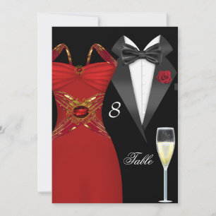 Tuxedo Rode Jurktafel Nummer Zitplaats 2 Kaart