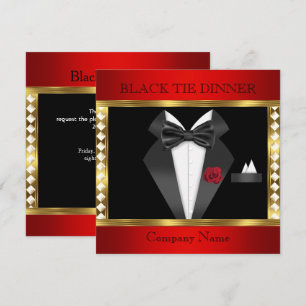 Tuxedo Rood Goud Zwart Galajurk Formeel Feest Kaart