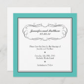 Tuxedo Save the Date - Turquoise en Grey (Voorkant / Achterkant)