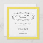 Tuxedo Save the Date - Yellow and Grey on Linen (Voorkant / Achterkant)