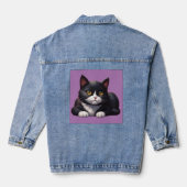 TUXEDO SCHATTIGEE KAT ART DENIM JEAN JAS DENIM JACKET (Achterkant)