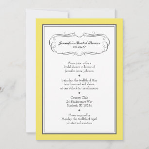 Tuxedo Shower Invitation in Yellow en Grey Kaart