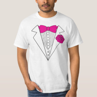 Tuxedo stijl met Pink Bowtie en Pink Rose T-shirt