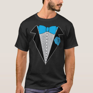 Tuxedo stijl shirt Blue Bowtie & Blue Flower
