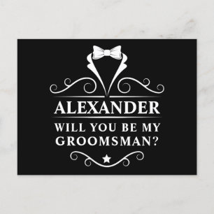Tuxedo Stropdas zal mijn Groomsman Black zijn Briefkaart