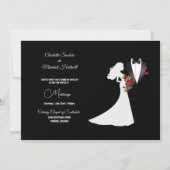 Tuxedo Suit & Bride Silhouette B&W Wedding Kaart (Voorkant)