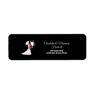 Tuxedo Suit & Bride Silhouette Return-adres Etiket