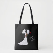 Tuxedo Suit & Bride Silhouette Wedding Favor Draagtas (Voorkant)
