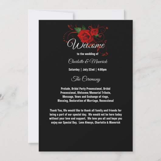 Tuxedo Suit & Bride Silhouette Wedding Program (Voorkant)