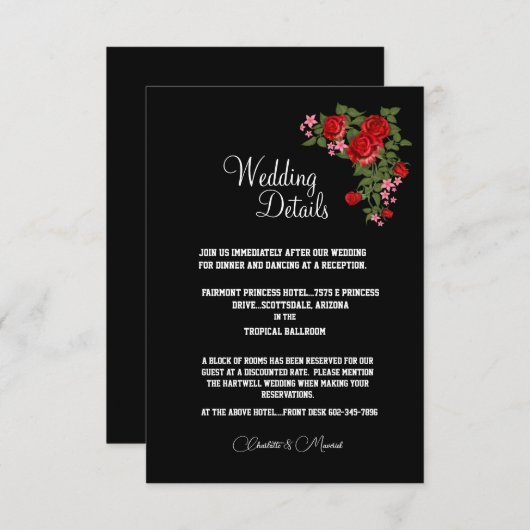 Tuxedo Suite & Bruid Silhouette Wedding Informatiekaartje (Voorkant / Achterkant)