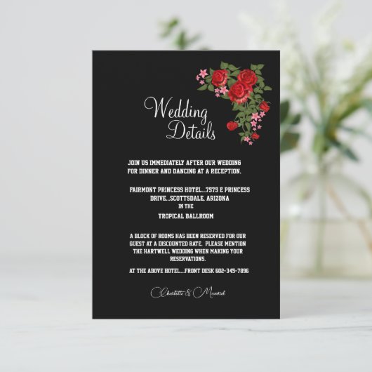 Tuxedo Suite & Bruid Silhouette Wedding Informatiekaartje (Staand voorkant)