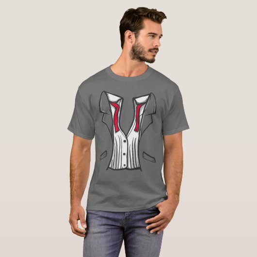 Tuxedo T-shirt met rood Stropdas (Voorkant volledig)