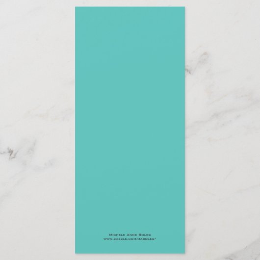 Tuxedo Wedding Menu in Turquoise en Grijs (Achterkant)