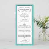 Tuxedo Wedding Menu in Turquoise en Grijs (Staand voorkant)
