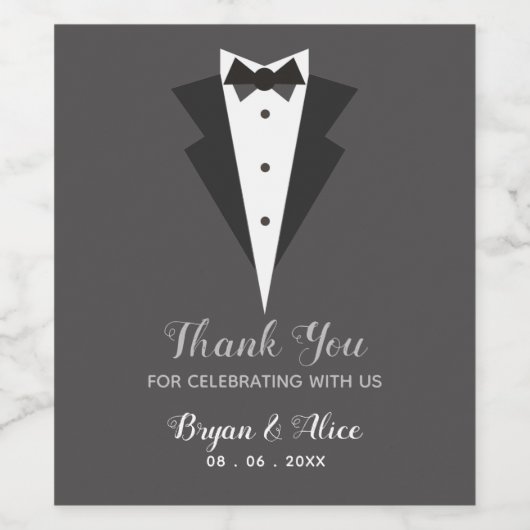 Tuxedo Wine Fleslabels - Weddenschap Groomsmen Wijn Etiket (Enkel label)