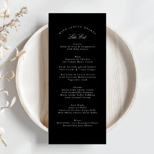 Tuxedo zwart klassieke kalligrafie formele bruilof menu