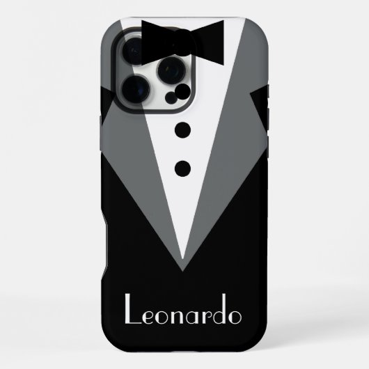 Tuxedo zwart Stropdas gepersonaliseerd iPhone Hoesje (Achterkant)