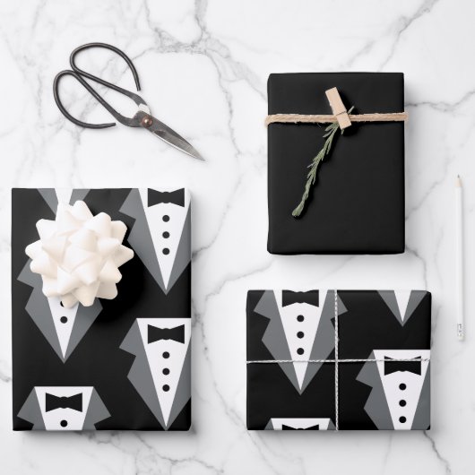 Tuxedo zwart Stropdas Vaderdag Inpakpapier Vel (Voorkant)