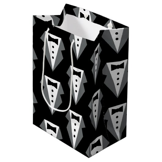 Tuxedo zwart Stropdas Vaderdag Medium Cadeauzakje (Voorkant Gekanteld)