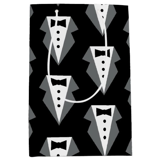 Tuxedo zwart Stropdas Vaderdag Medium Cadeauzakje (Voorkant)