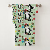 Tuxedo Zwart Wit Kerstmis Kat Bad Handdoek (Insitu)