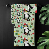 Tuxedo Zwart Wit Kerstmis Kat Bad Handdoek