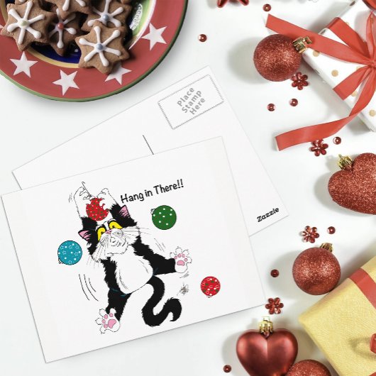 Tuxedo Zwart Wit Kerstmis Kat Briefkaart