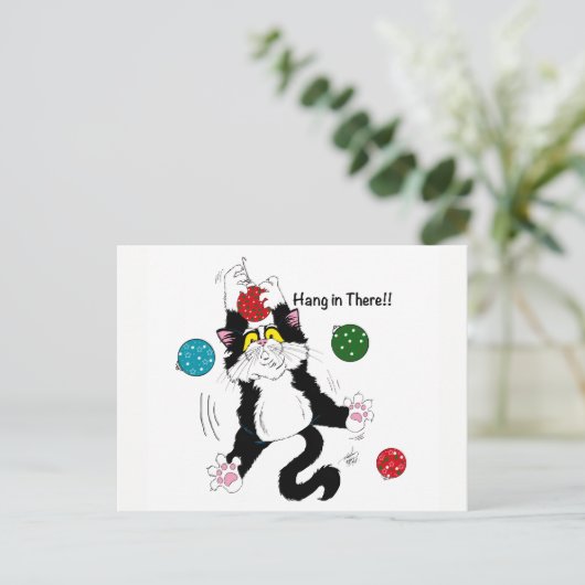 Tuxedo Zwart Wit Kerstmis Kat Briefkaart (Staand voorkant)